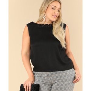 New Scalloped Black Blouse